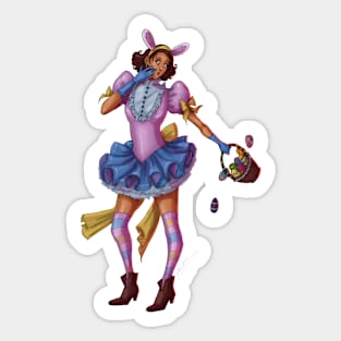 Clumsy pinup with Easter eggs Sticker